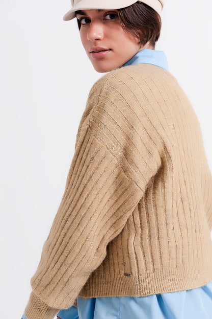 Beige sweater in stripe Q2store