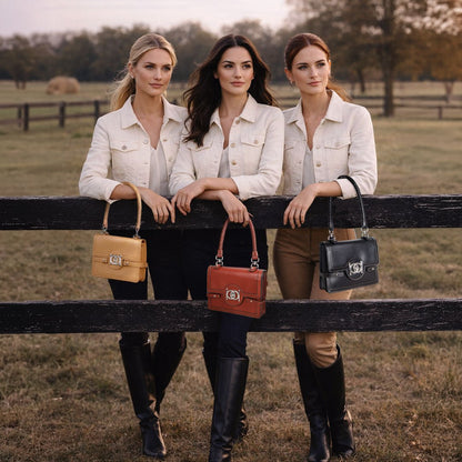 Bella -  Horse Bit Talisman Crossbody Luxury Leather Handbag in Black Urban-Equestrian