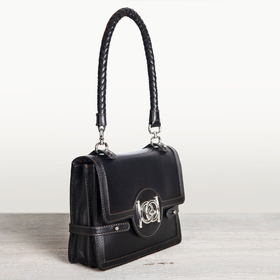 Bella -  Horse Bit Talisman Crossbody Luxury Leather Handbag in Black Urban-Equestrian