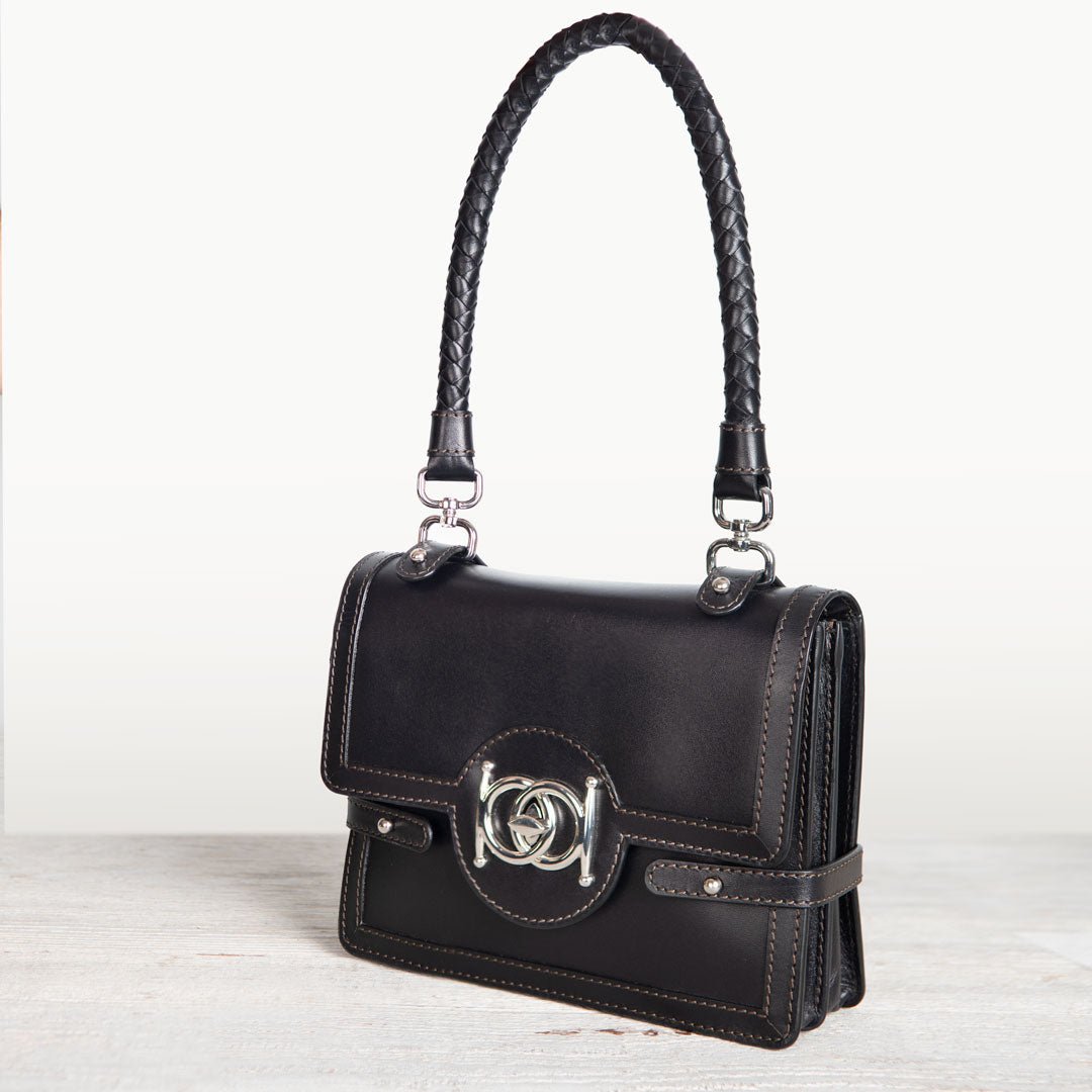 Bella -  Horse Bit Talisman Crossbody Luxury Leather Handbag in Black Urban-Equestrian