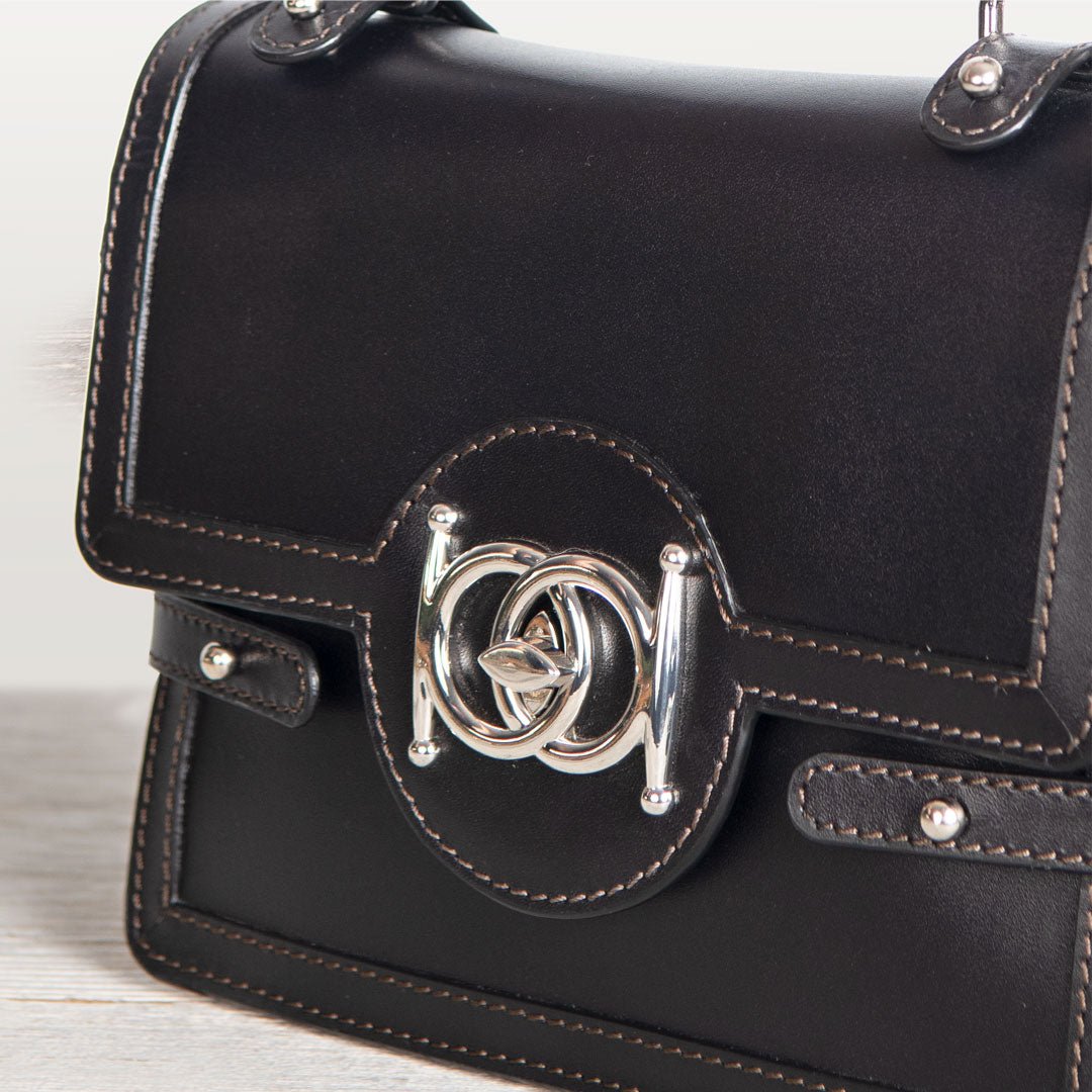 Bella -  Horse Bit Talisman Crossbody Luxury Leather Handbag in Black Urban-Equestrian