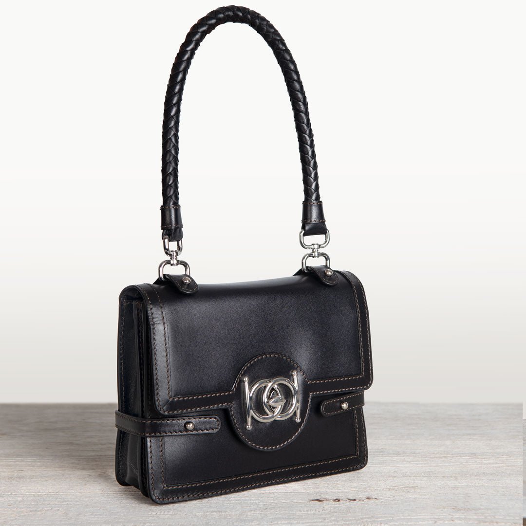 Bella -  Horse Bit Talisman Crossbody Luxury Leather Handbag in Black Urban-Equestrian