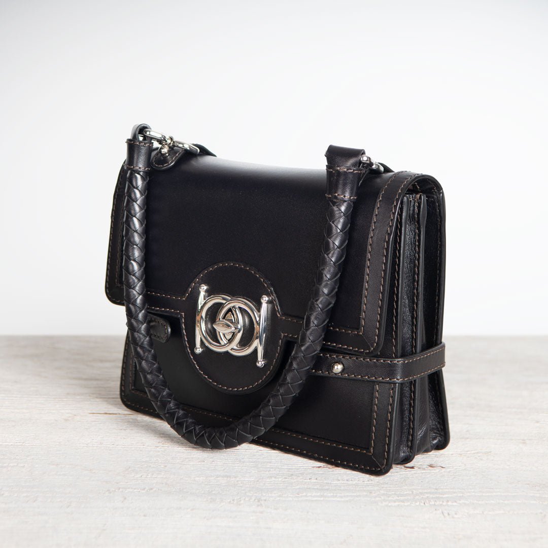 Bella -  Horse Bit Talisman Crossbody Luxury Leather Handbag in Black Urban-Equestrian