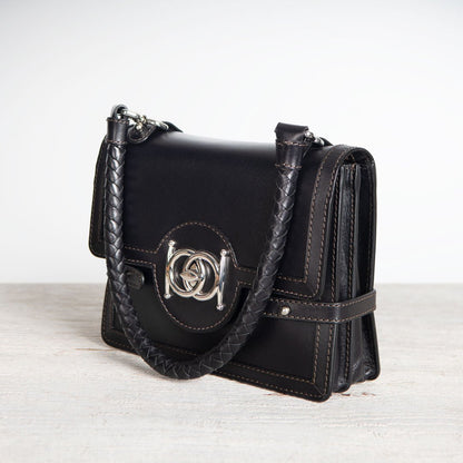Bella -  Horse Bit Talisman Crossbody Luxury Leather Handbag in Black Urban-Equestrian