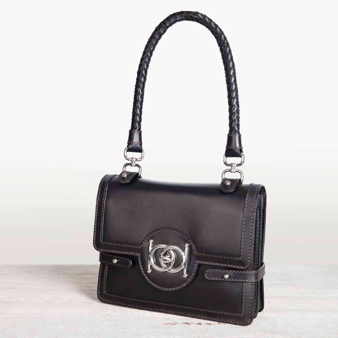 Bella -  Horse Bit Talisman Crossbody Luxury Leather Handbag in Black Urban-Equestrian