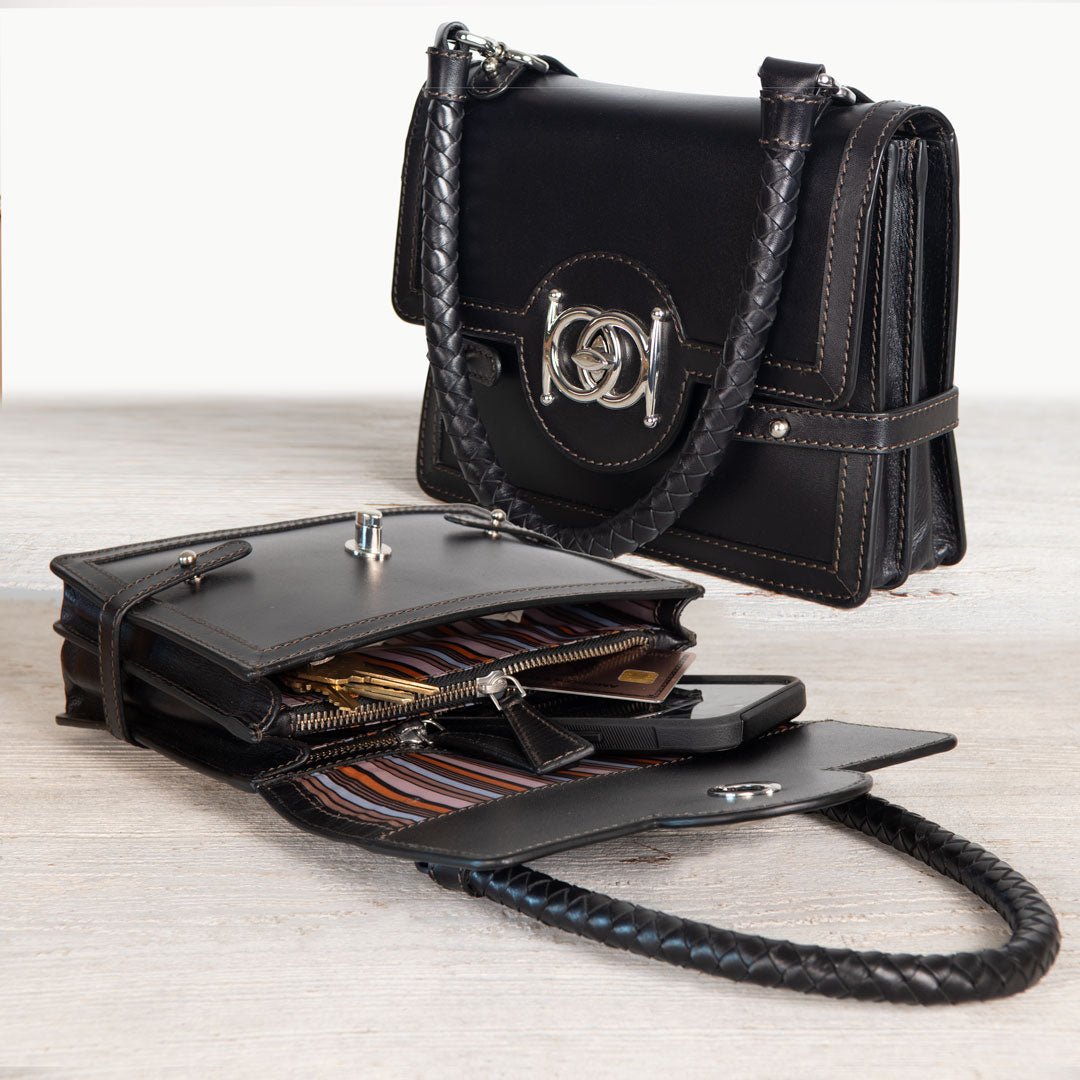 Bella -  Horse Bit Talisman Crossbody Luxury Leather Handbag in Black Urban-Equestrian