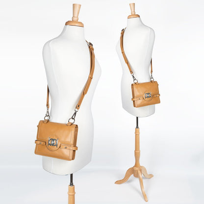 Bella -  Horse Bit Talisman Crossbody Luxury Leather Handbag in Caramel Urban-Equestrian
