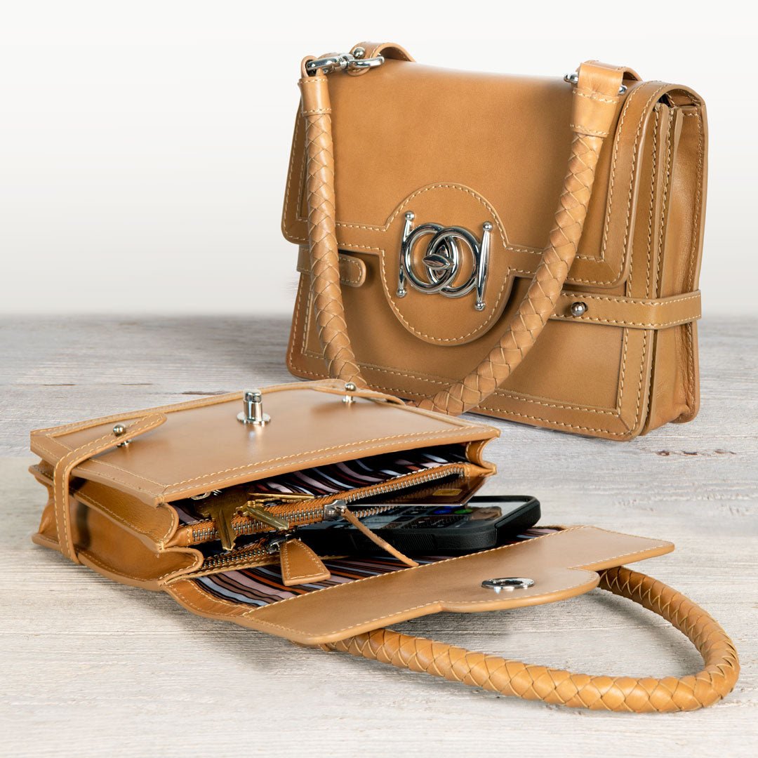 Bella -  Horse Bit Talisman Crossbody Luxury Leather Handbag in Caramel Urban-Equestrian