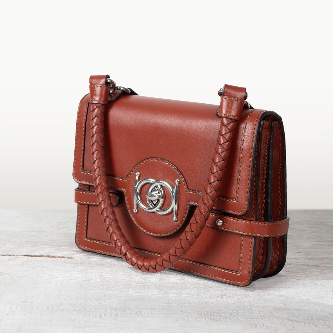 Bella -  Horse Bit Talisman Crossbody Luxury Leather Handbag in Cognac Urban-Equestrian
