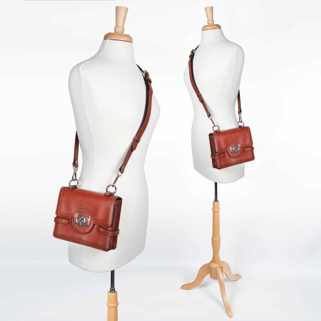Bella -  Horse Bit Talisman Crossbody Luxury Leather Handbag in Cognac Urban-Equestrian