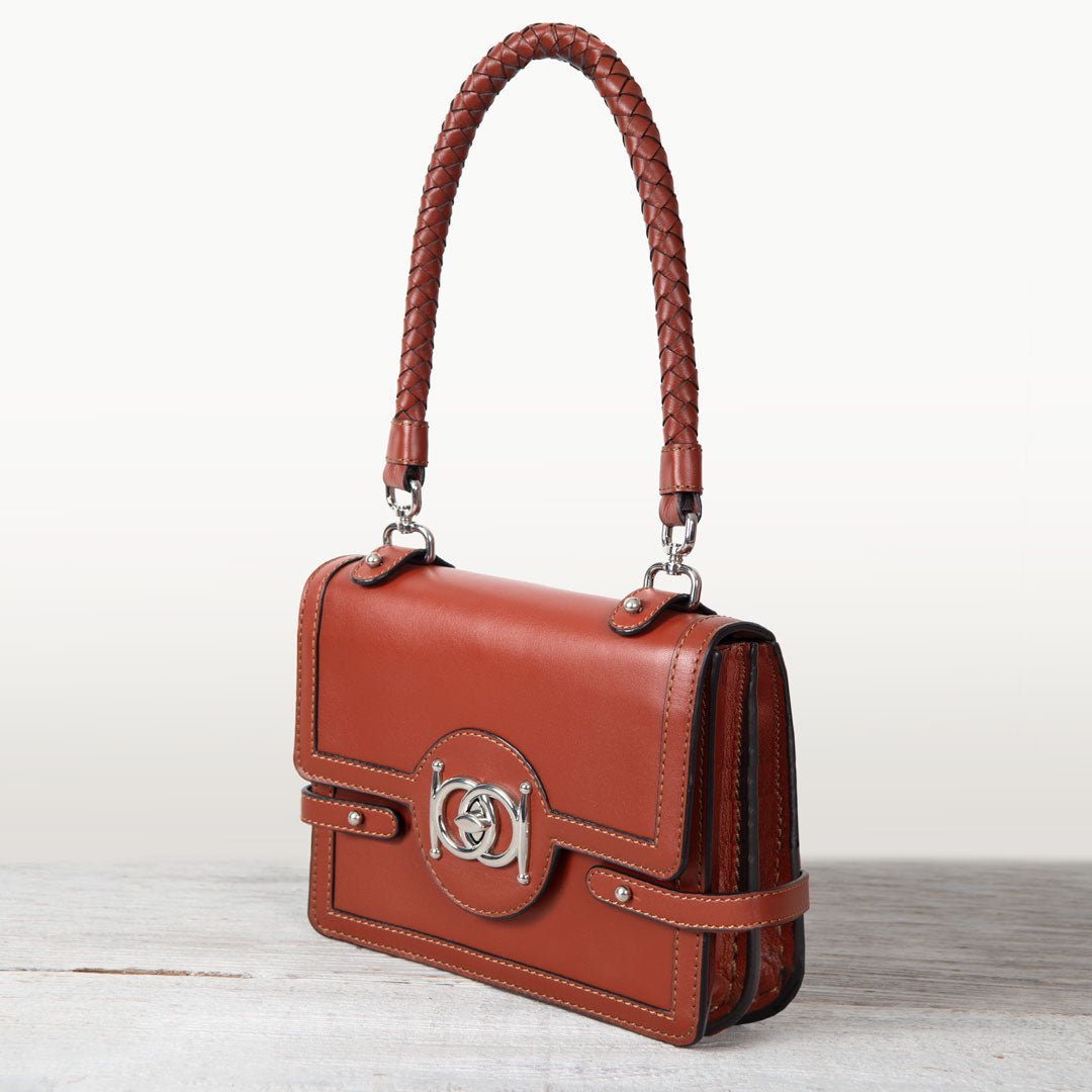 Bella -  Horse Bit Talisman Crossbody Luxury Leather Handbag in Cognac Urban-Equestrian