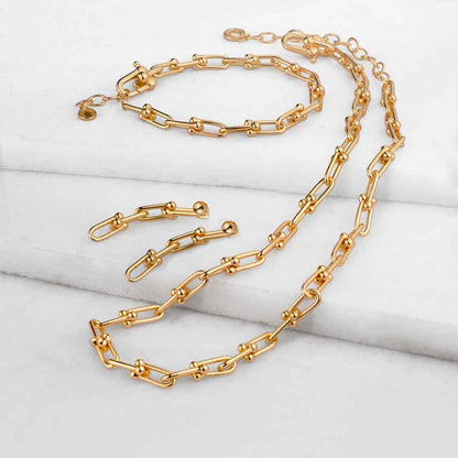 Bellamy - Horseshoe Link Equestrian Necklace in Gold Urban-Equestrian