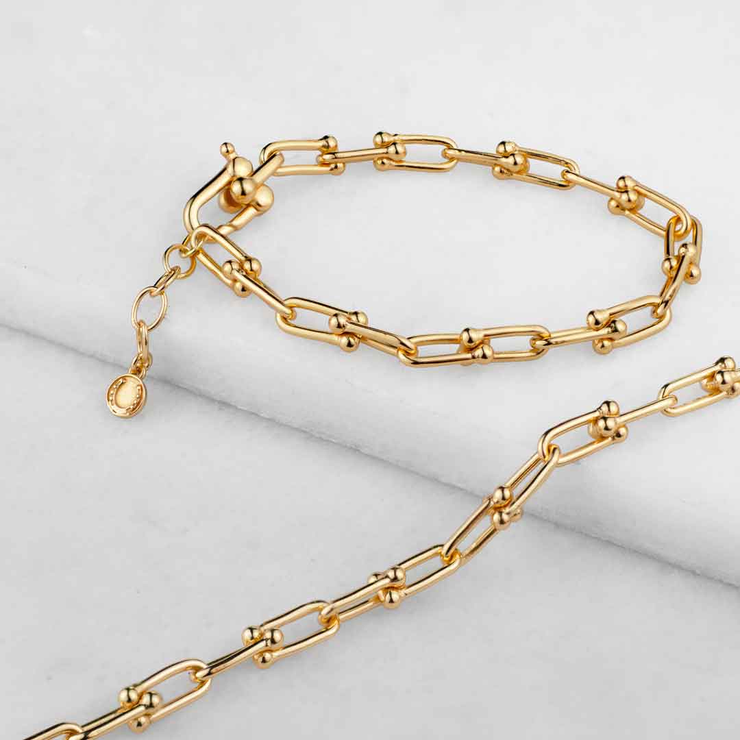Bellamy - Horseshoe Link Equestrian Necklace in Gold Urban-Equestrian