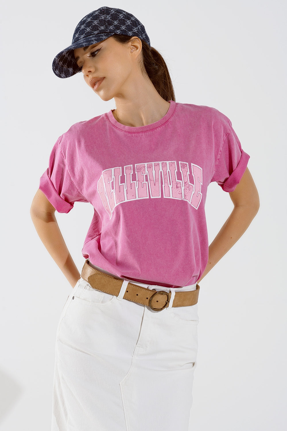 Belleville T-Shirt  With Washed Effect In Pink Q2store