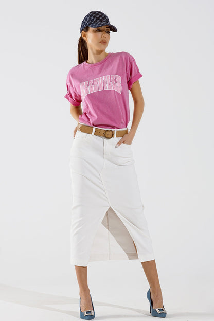 Belleville T-Shirt  With Washed Effect In Pink Q2store