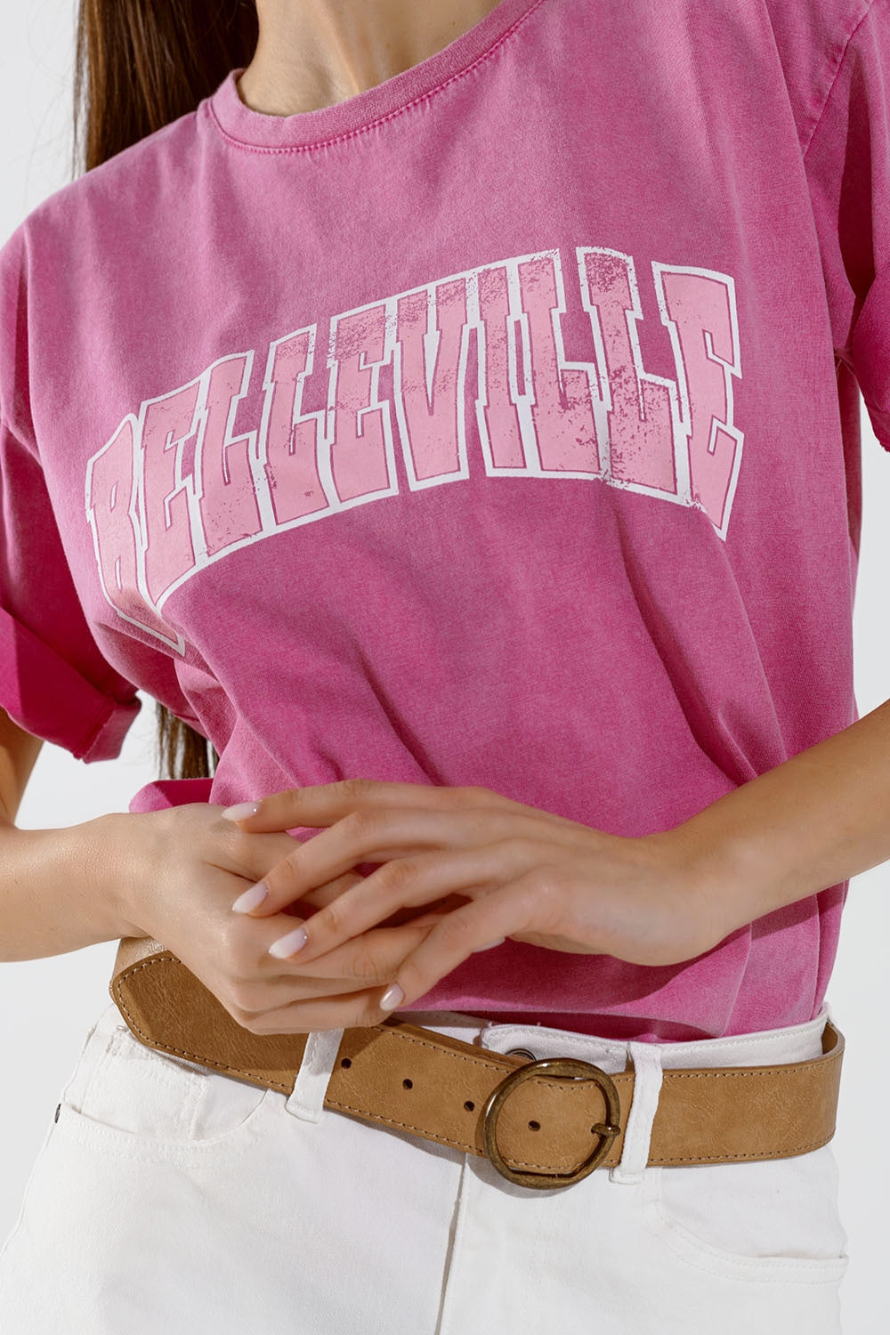 Belleville T-Shirt  With Washed Effect In Pink Q2store