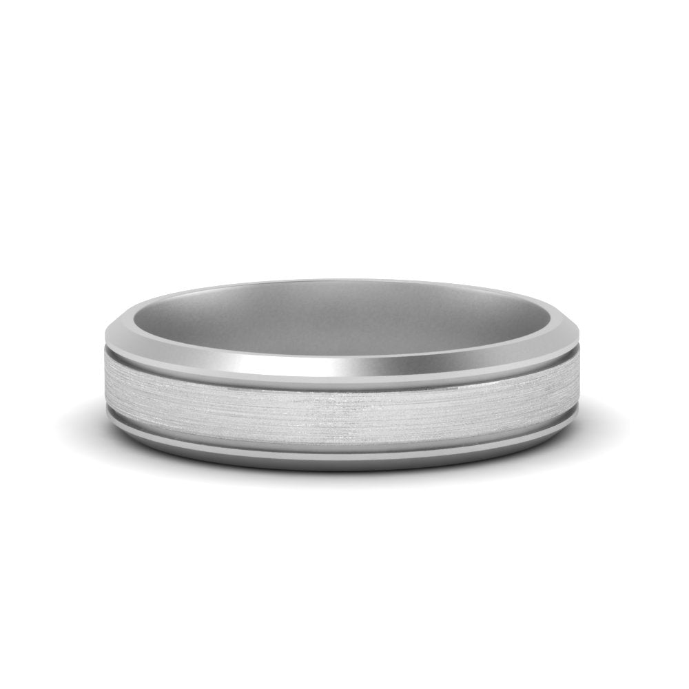 Beveled Inlay Mens Wedding Band Fascinating Diamonds