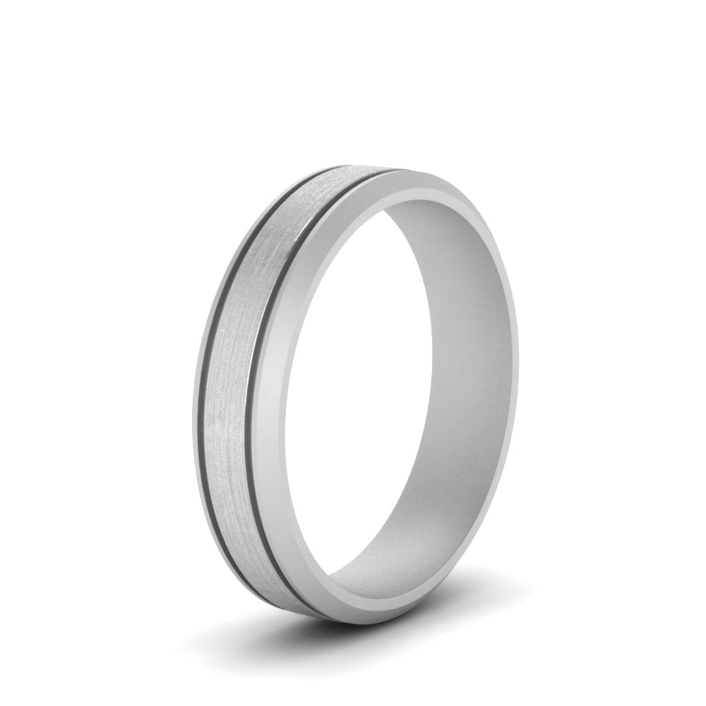 Beveled Inlay Mens Wedding Band Fascinating Diamonds