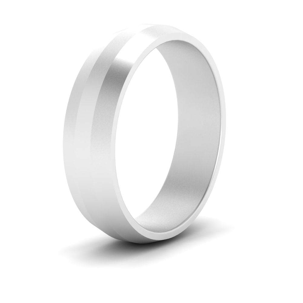 Wedding Band Beveled Edge Matte Fascinating Diamonds