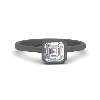 Asscher Cut Petite Bezel Solitaire Engagement Ring Fascinating Diamonds