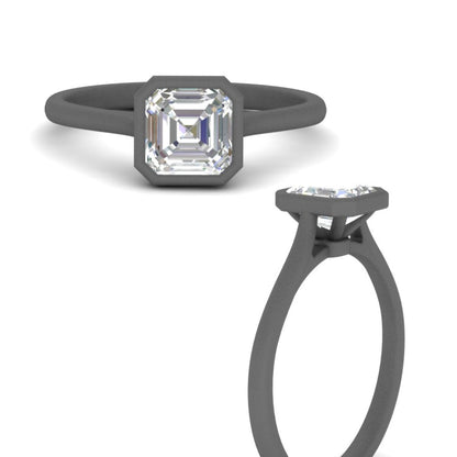 Asscher Cut Petite Bezel Solitaire Engagement Ring Fascinating Diamonds