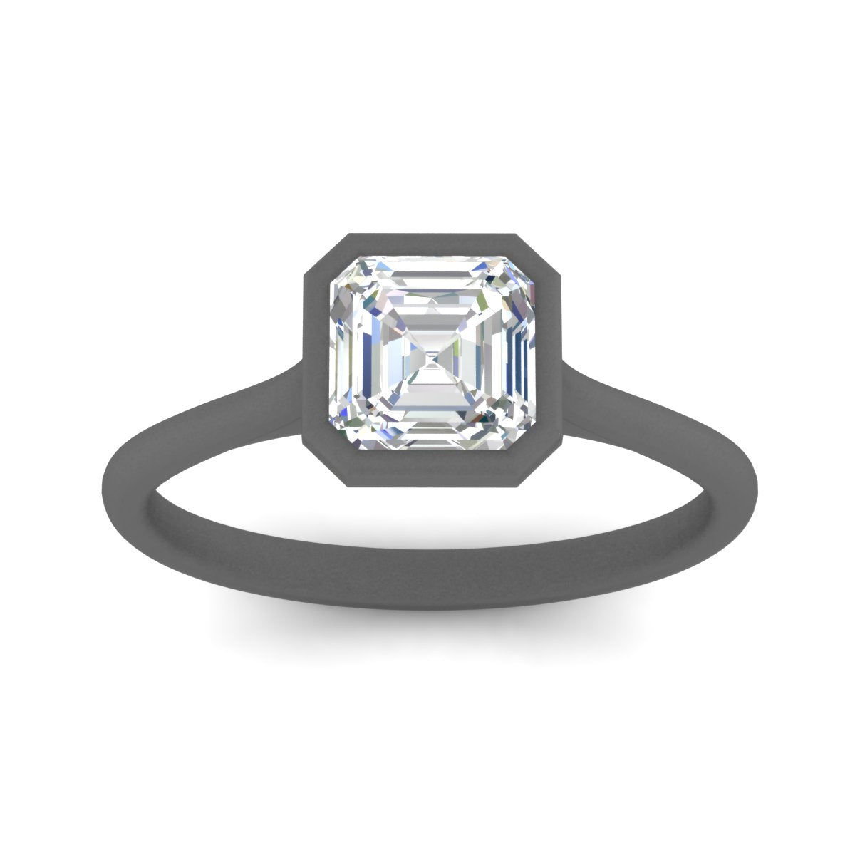 Asscher Cut Petite Bezel Solitaire Engagement Ring Fascinating Diamonds