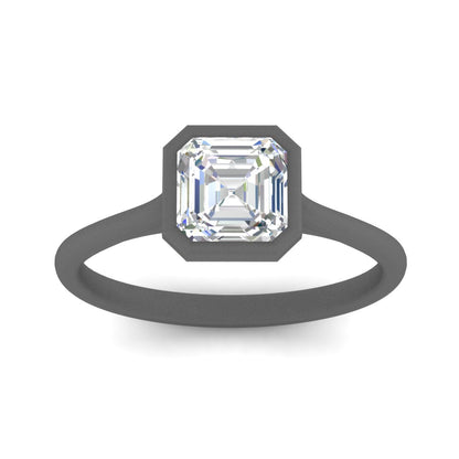 Asscher Cut Petite Bezel Solitaire Engagement Ring Fascinating Diamonds