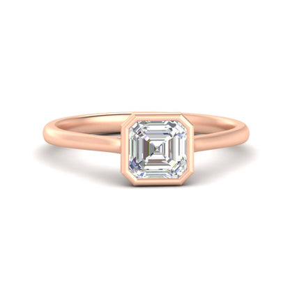 Asscher Cut Petite Bezel Solitaire Engagement Ring Fascinating Diamonds