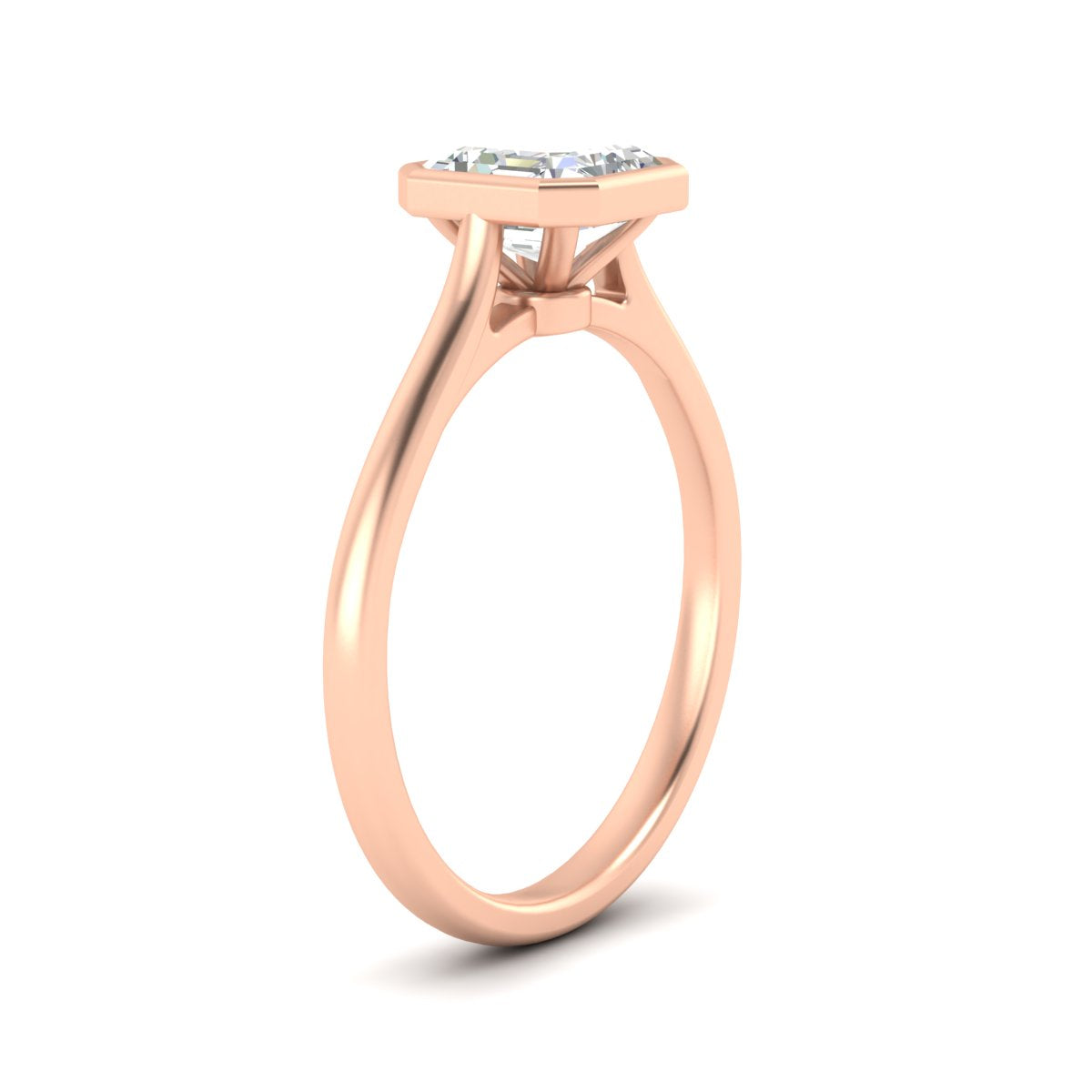 Asscher Cut Petite Bezel Solitaire Engagement Ring Fascinating Diamonds