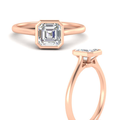 Asscher Cut Petite Bezel Solitaire Engagement Ring Fascinating Diamonds