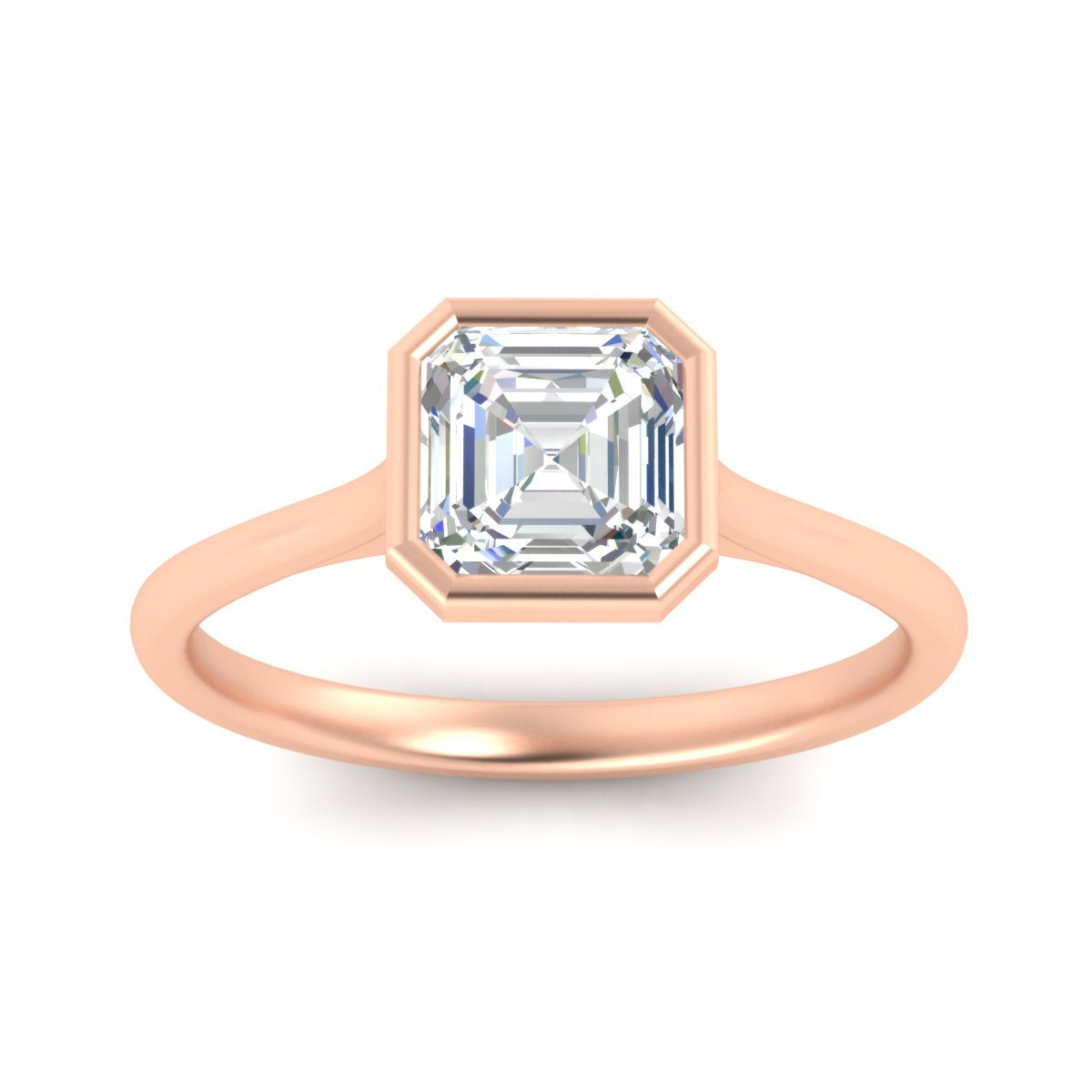 Asscher Cut Petite Bezel Solitaire Engagement Ring Fascinating Diamonds