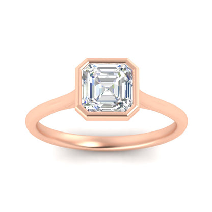 Asscher Cut Petite Bezel Solitaire Engagement Ring Fascinating Diamonds