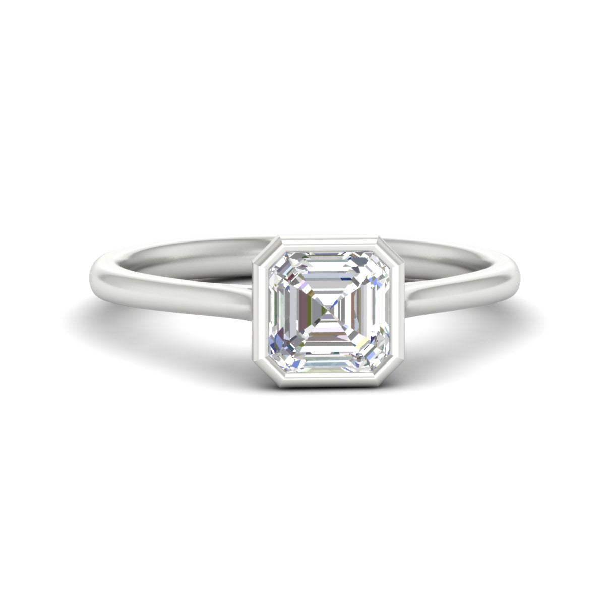 Asscher Cut Petite Bezel Solitaire Engagement Ring Fascinating Diamonds