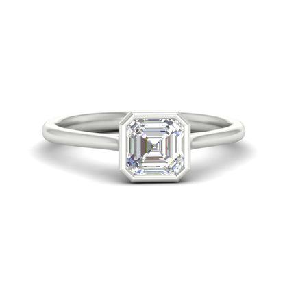 Asscher Cut Petite Bezel Solitaire Engagement Ring Fascinating Diamonds