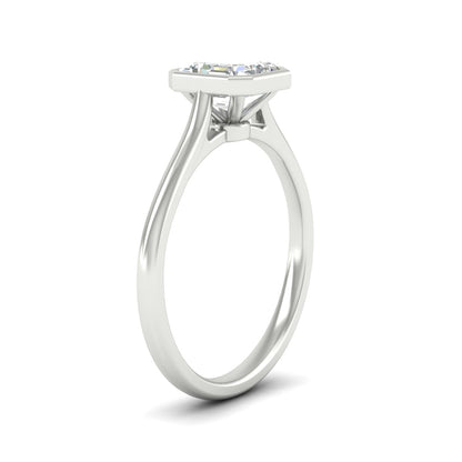 Asscher Cut Petite Bezel Solitaire Engagement Ring Fascinating Diamonds