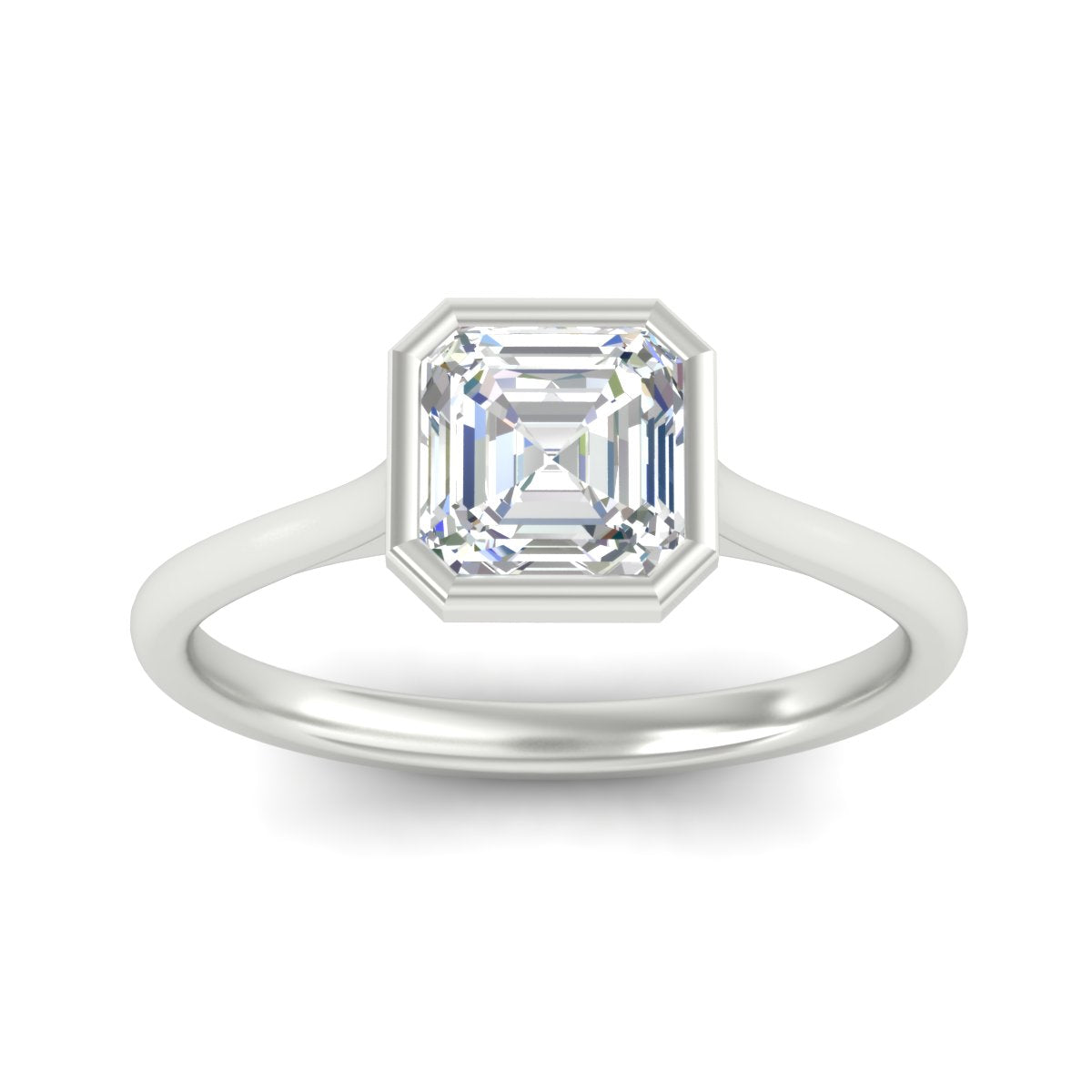 Asscher Cut Petite Bezel Solitaire Engagement Ring Fascinating Diamonds