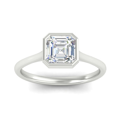 Asscher Cut Petite Bezel Solitaire Engagement Ring Fascinating Diamonds