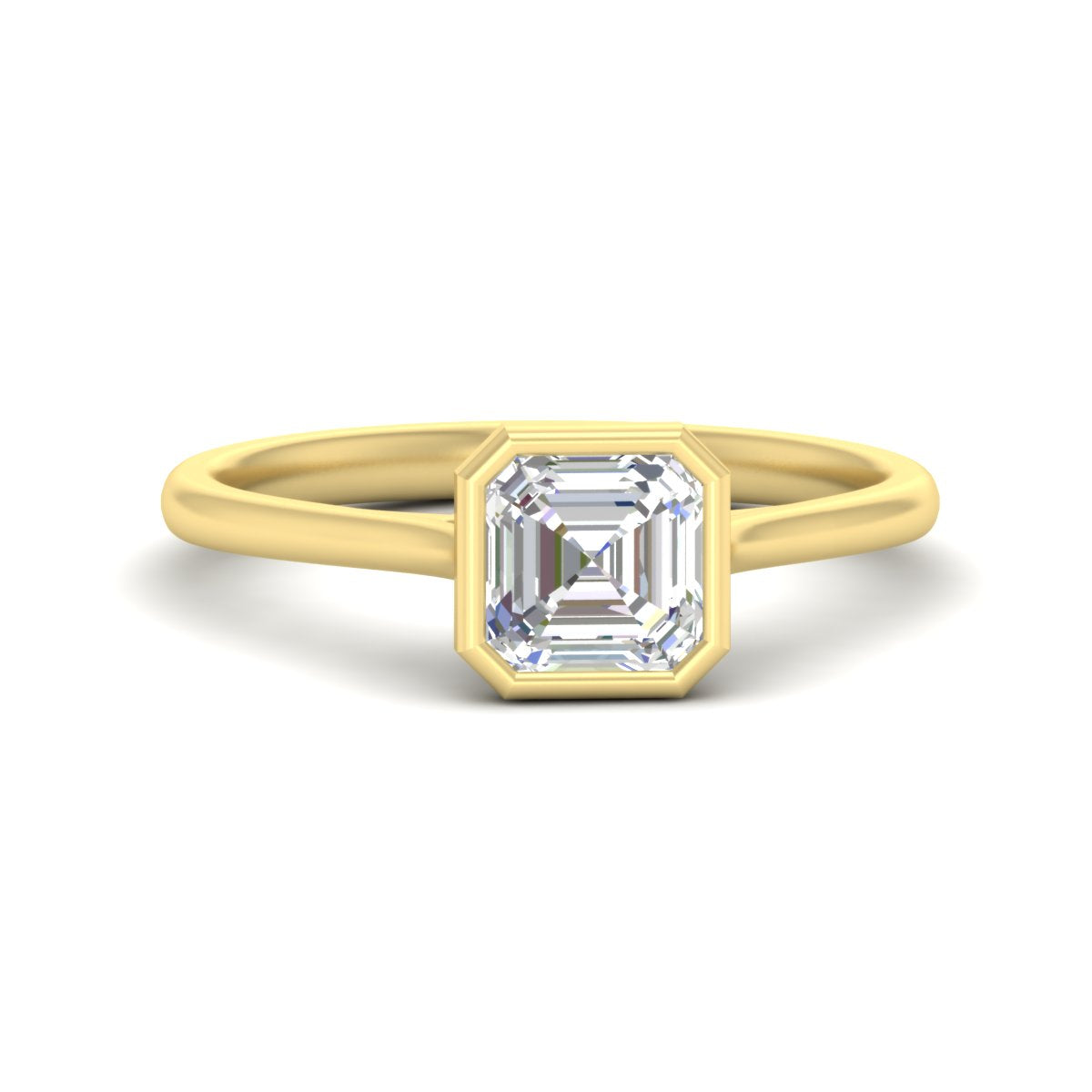 Asscher Cut Petite Bezel Solitaire Engagement Ring Fascinating Diamonds
