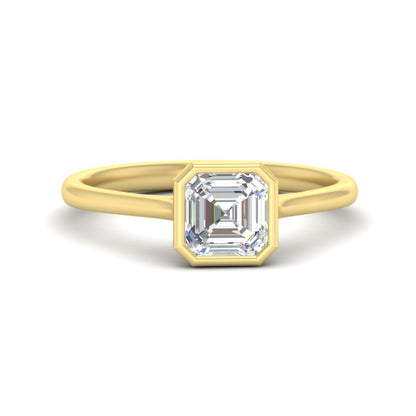 Asscher Cut Petite Bezel Solitaire Engagement Ring Fascinating Diamonds