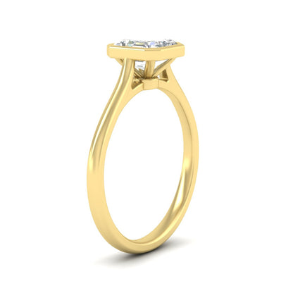 Asscher Cut Petite Bezel Solitaire Engagement Ring Fascinating Diamonds
