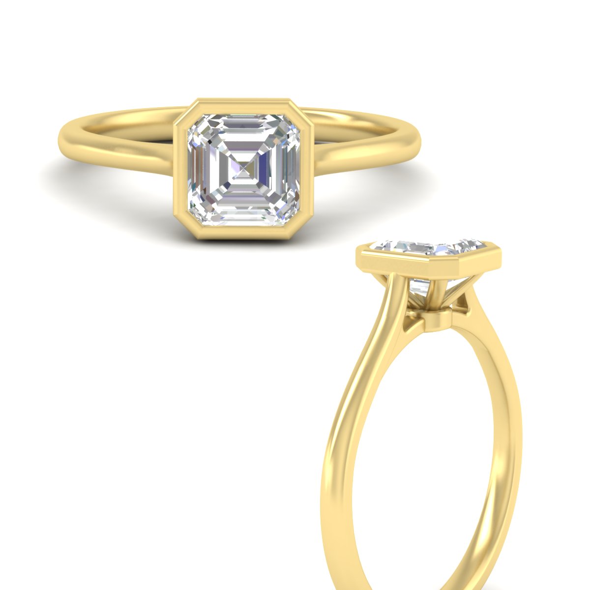 Asscher Cut Petite Bezel Solitaire Engagement Ring Fascinating Diamonds