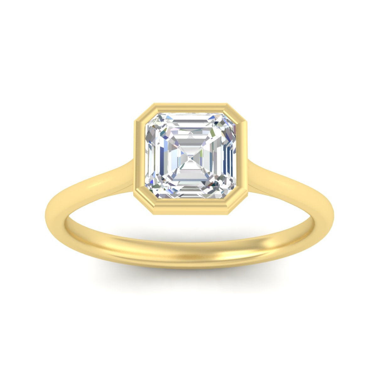 Asscher Cut Petite Bezel Solitaire Engagement Ring Fascinating Diamonds