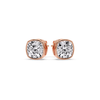 Bezel Set Cushion Diamond Stud Earrings Fascinating Diamonds