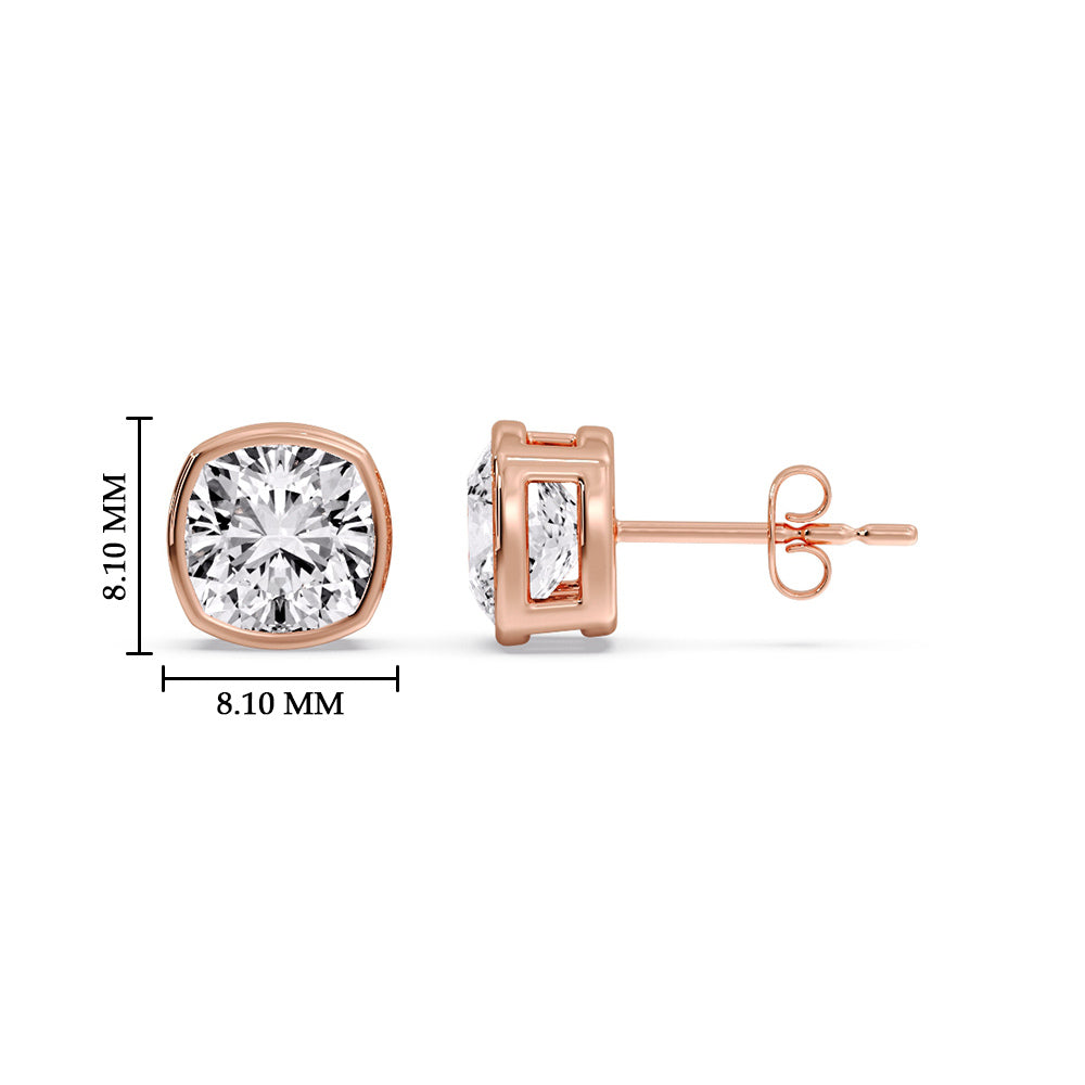 Bezel Set Cushion Diamond Stud Earrings Fascinating Diamonds