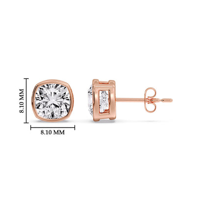 Bezel Set Cushion Diamond Stud Earrings Fascinating Diamonds