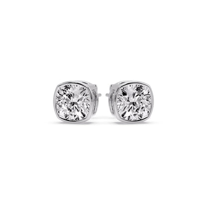 Bezel Set Cushion Diamond Stud Earrings Fascinating Diamonds