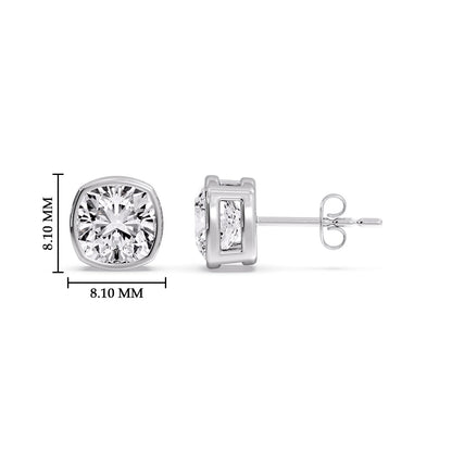 Bezel Set Cushion Diamond Stud Earrings Fascinating Diamonds