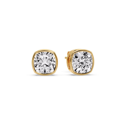 Bezel Set Cushion Diamond Stud Earrings Fascinating Diamonds