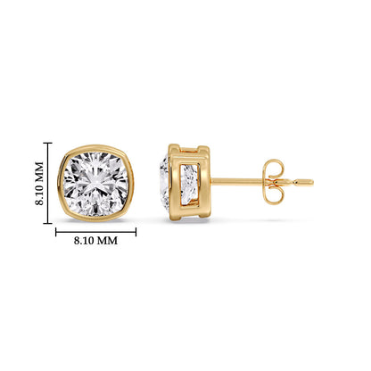Bezel Set Cushion Diamond Stud Earrings Fascinating Diamonds