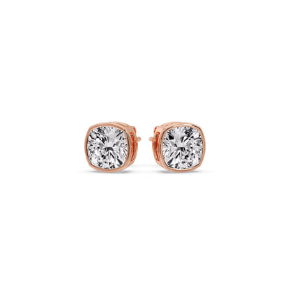 Bezel Set Cushion Diamond Stud Earrings Fascinating Diamonds